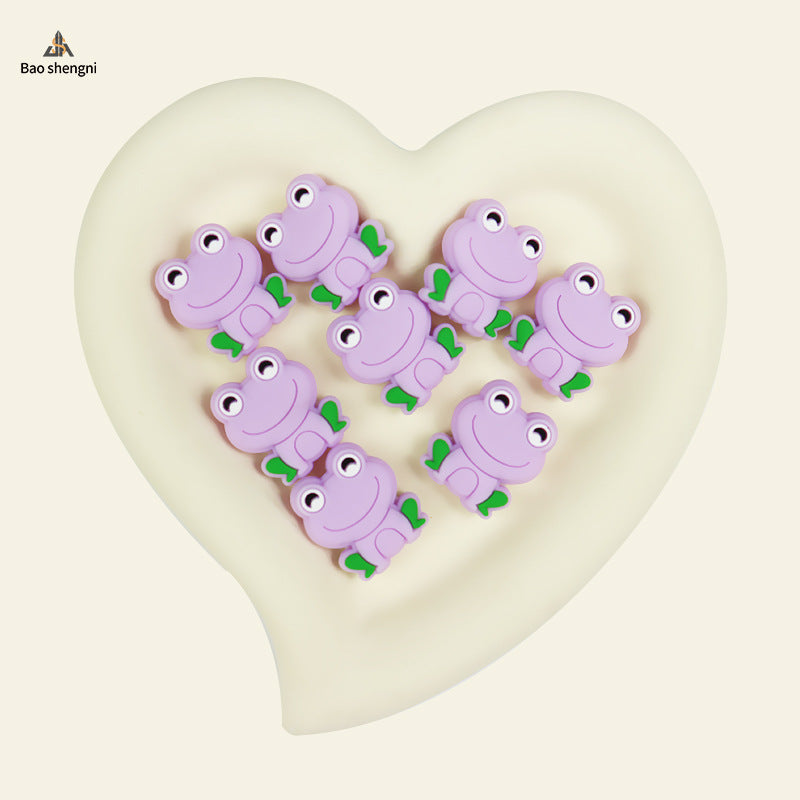 New DIY hand-beaded loose beads silica gel cartoon animal frog beads