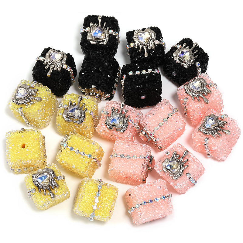 Crowe Heart punk love soft sugar bead chain diamond ball square acrylic bead diy loose bead wholesale