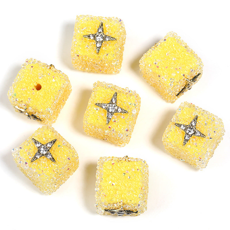 Colored soft sugar square bead Double sided love bow square bead