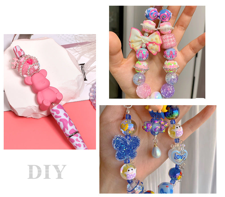 Explosive high goods crown sugar beads straight hole drill ball bead diy mobile phone chain jewelry accessories beads loose beads
