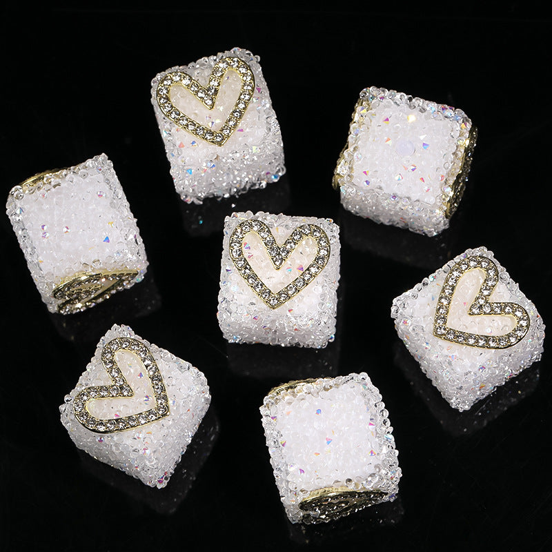 Colored soft sugar square bead Double sided love bow square bead