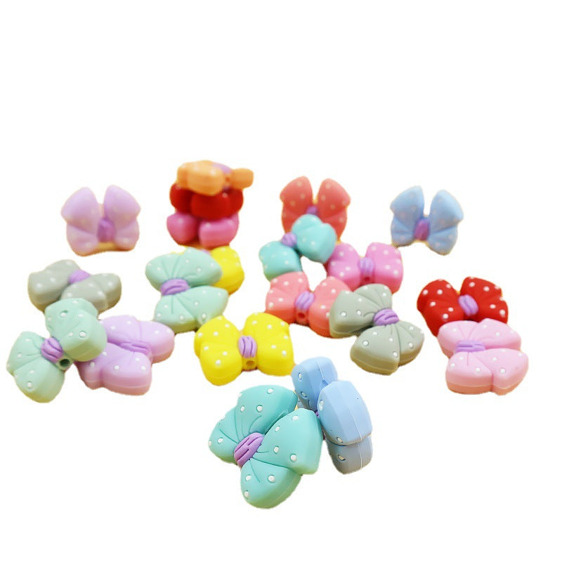 New bow silicone beads handmade diy beaded keychain bracelet bracelet accessories
