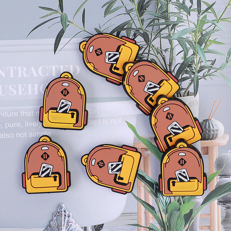 Europe and the United States school bag silicone beads creative beading pen accessories food grade loose beads cartoon backpack silicone beads wholesale