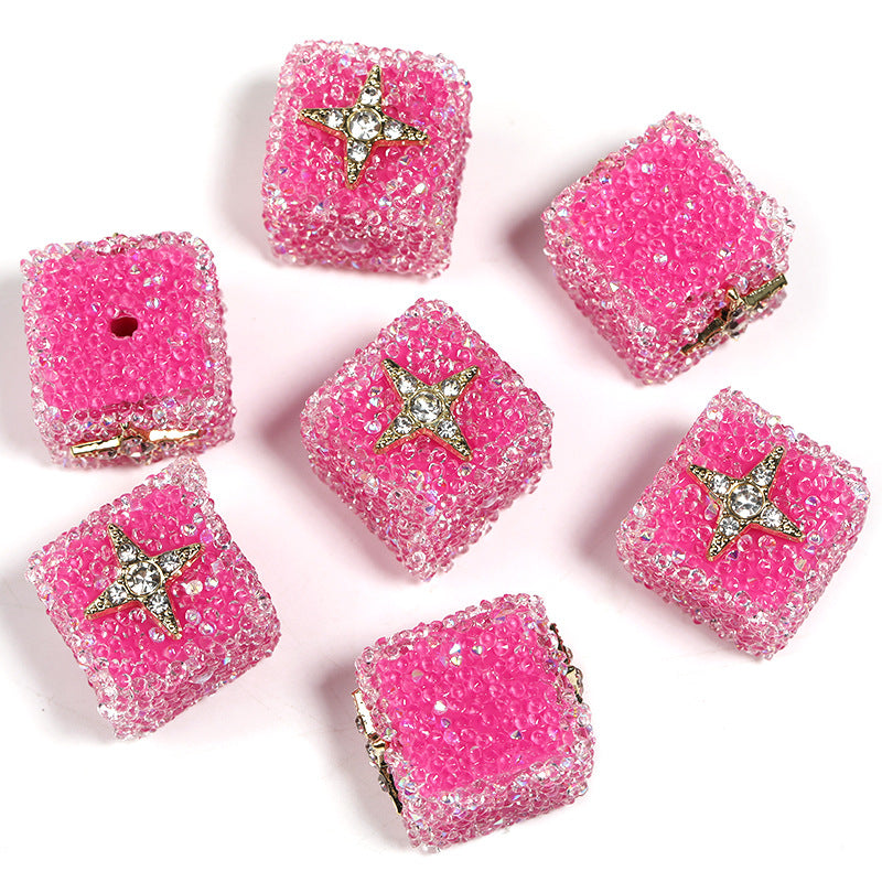 Colored soft sugar square bead Double sided love bow square bead