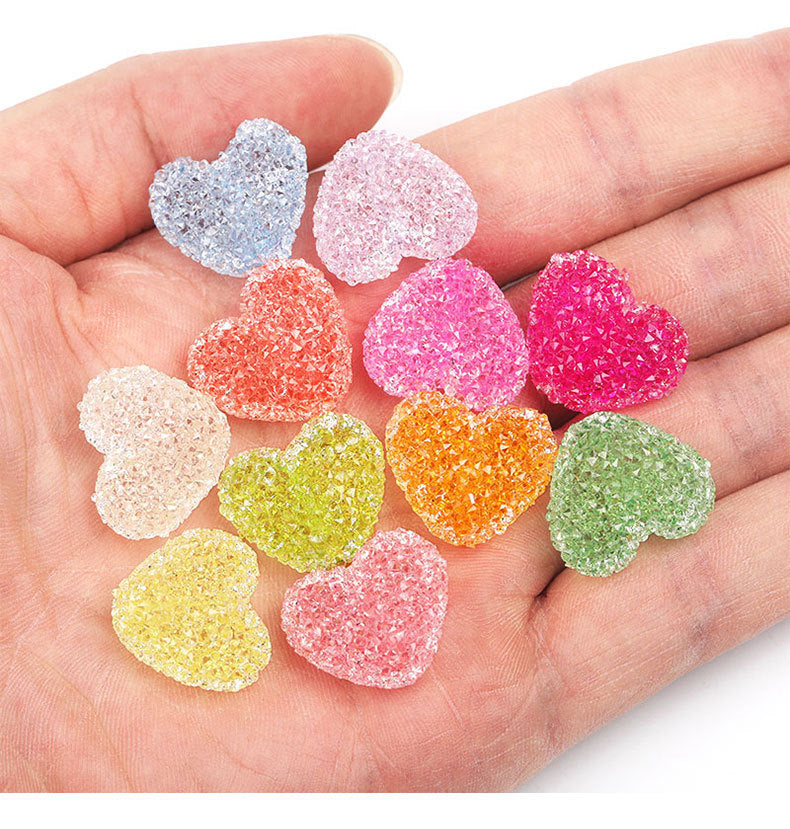 diy jewelry accessories half hole set diamond sugar resin beads candy color love earrings pendant bracelet pendant