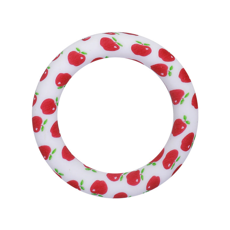 亚马逊新品水转印硅胶圆环65mm豹纹圆圈diy车载饰品硅胶珠子配件