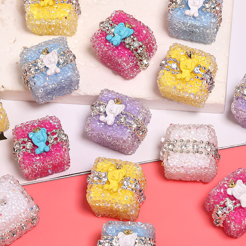 Colorful full diamond sugar beaded crown Bear diamond ball straight hole acrylic beads diy accessories