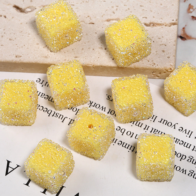Flash diamond soft sugar bead candy color square full diamond bead diy diamond ball bead