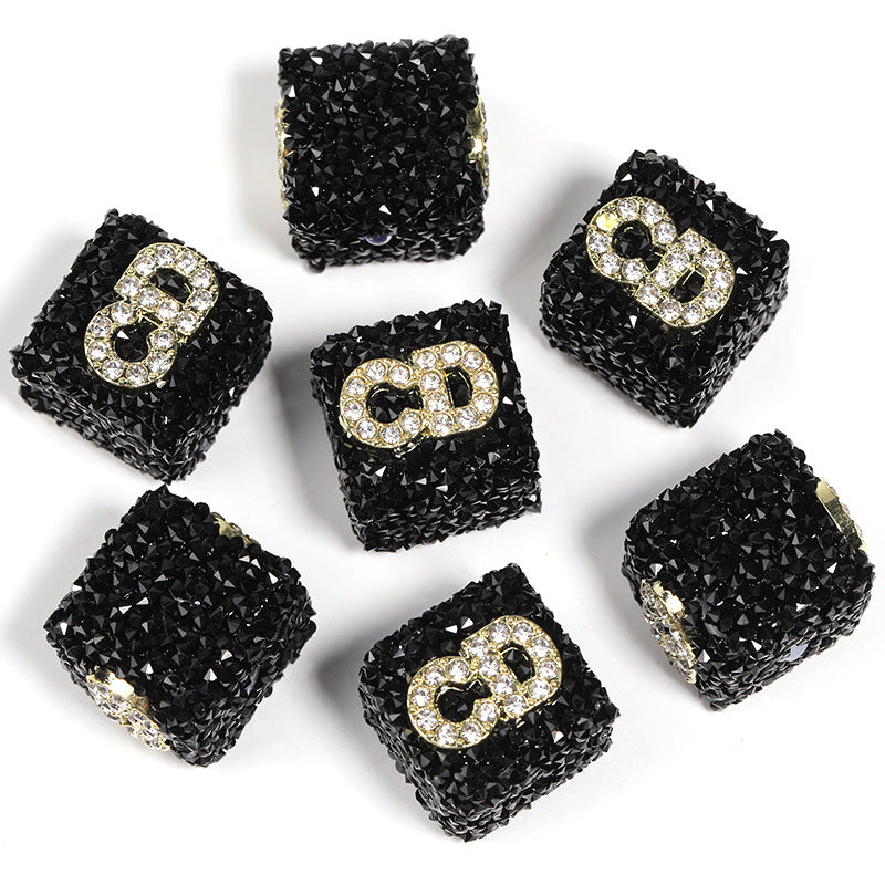 Colored soft sugar square bead Double sided love bow square bead