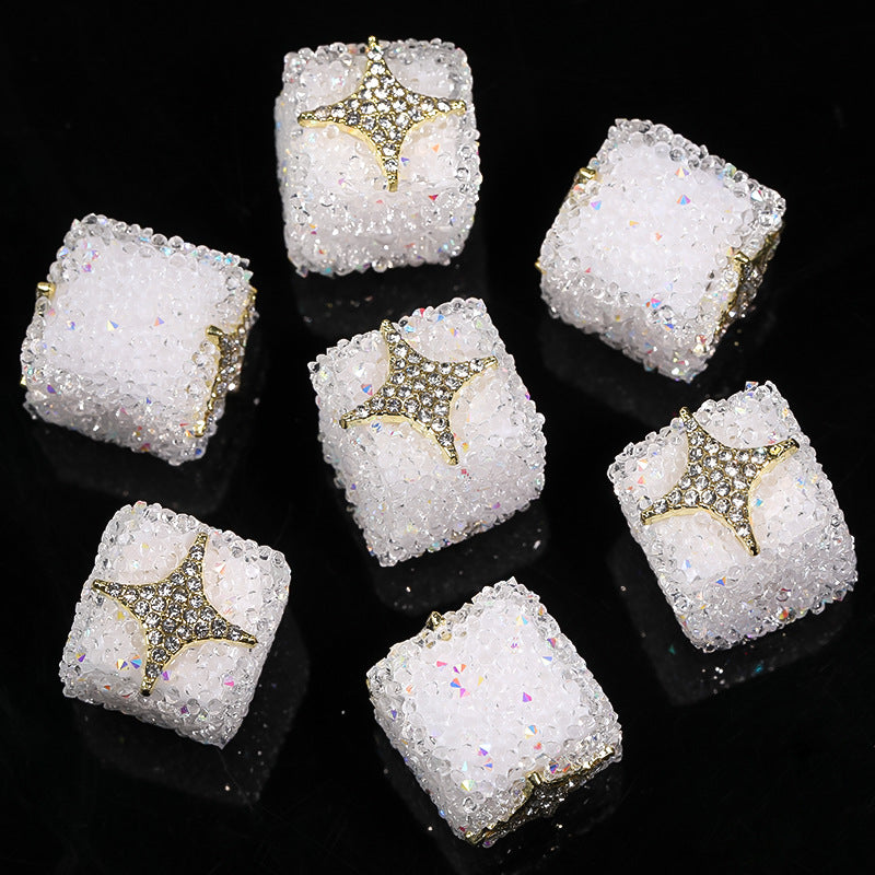 Colored soft sugar square bead Double sided love bow square bead