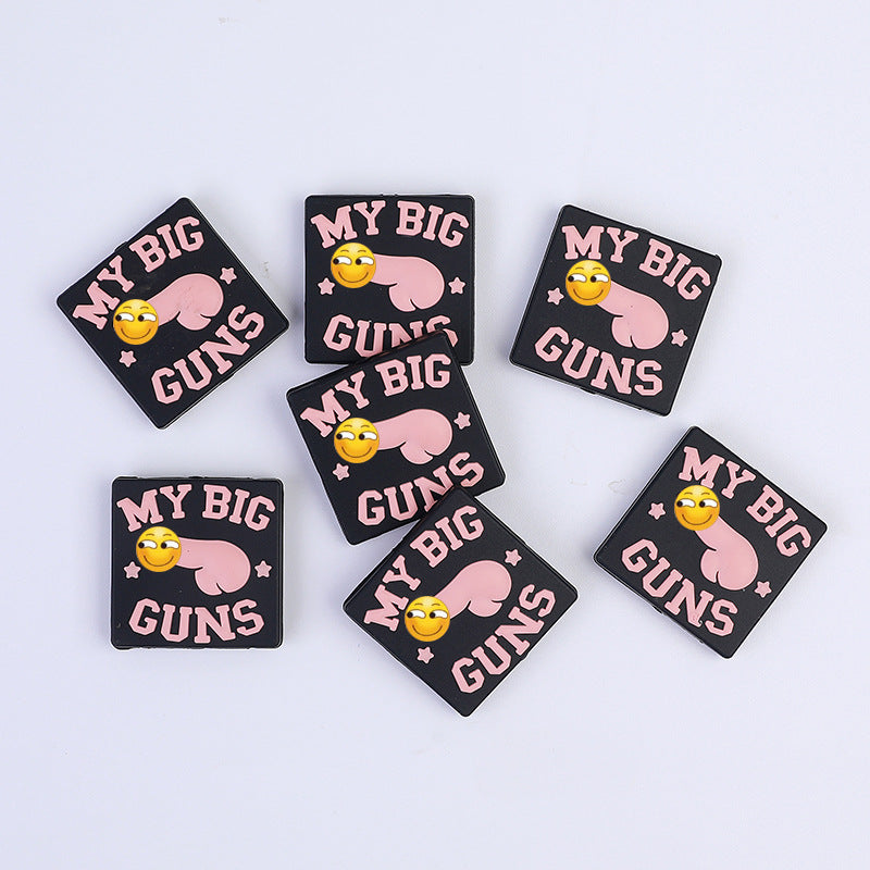 Europe and the United States creative silicone beads funny English letters loose beads silicone jewelry personality beading pen accessories wholesale
