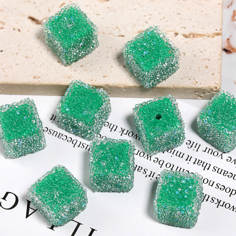 Flash diamond soft sugar bead candy color square full diamond bead diy diamond ball bead