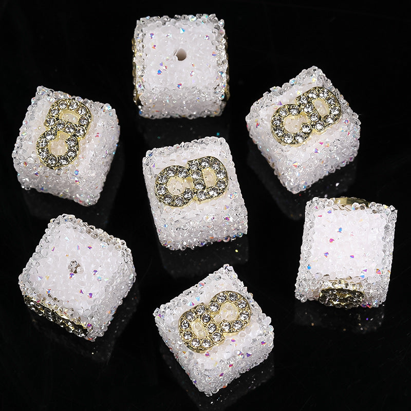 Colored soft sugar square bead Double sided love bow square bead