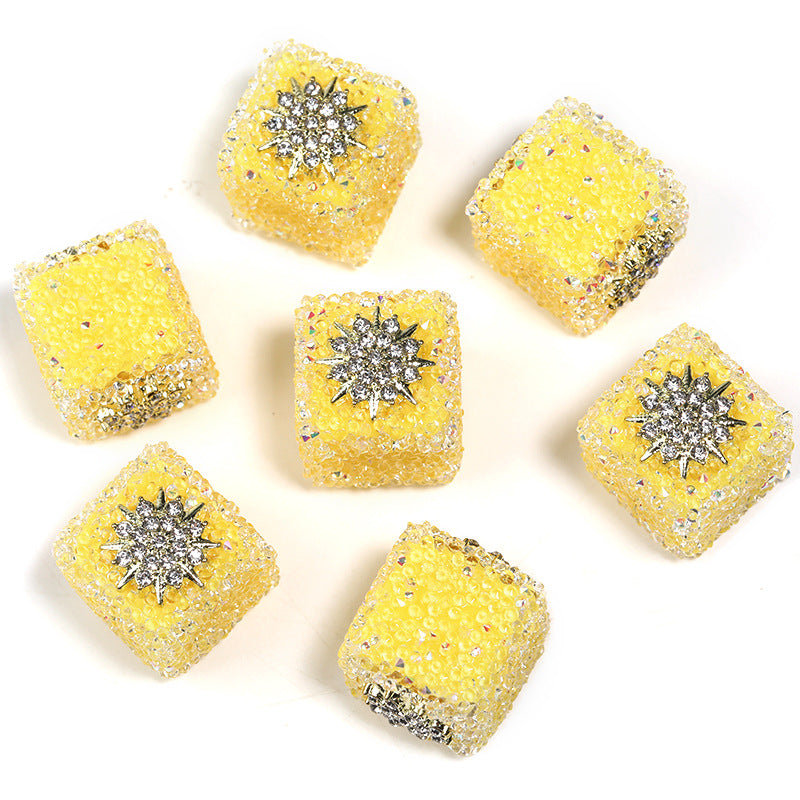 Colored soft sugar square bead Double sided love bow square bead