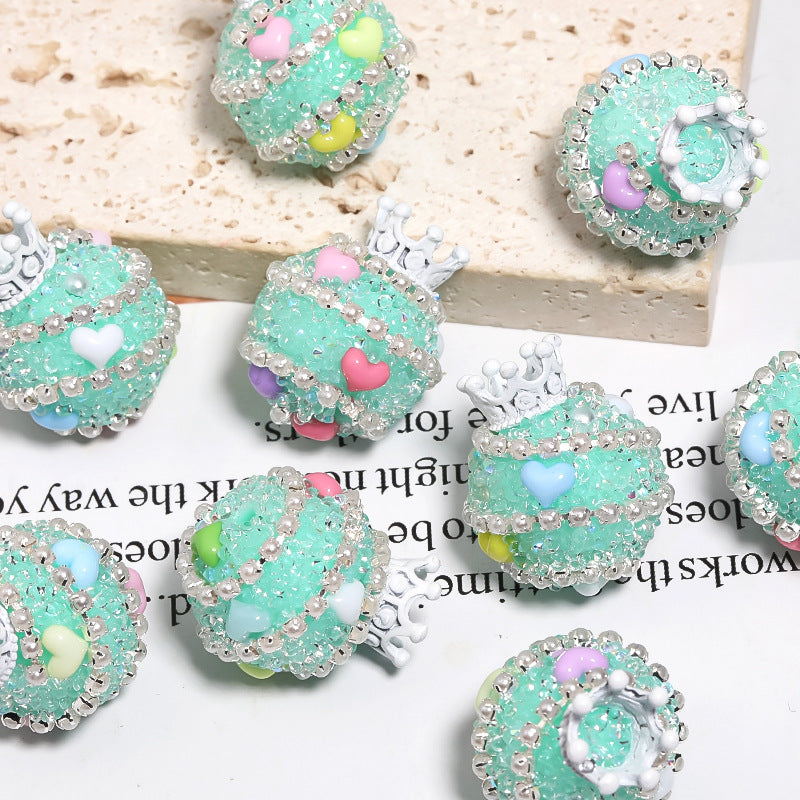 Explosive high goods crown sugar beads straight hole drill ball bead diy mobile phone chain jewelry accessories beads loose beads