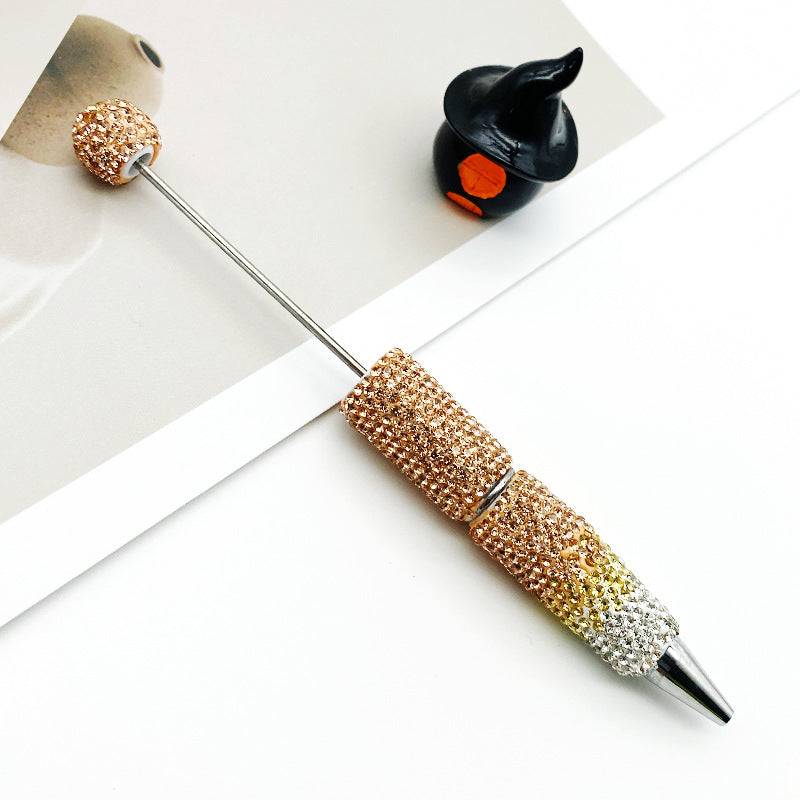 DIY rhinestone Beadable Ballpoint Pen hand paste drill multi-color gradual change drill bead ballpoint pen cap with drill gift pen