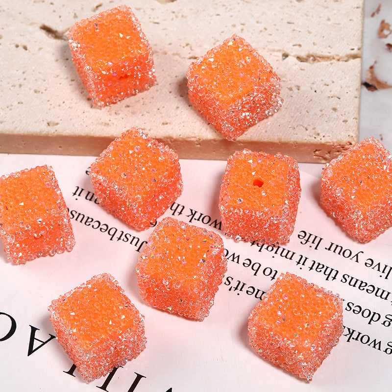 Flash diamond soft sugar bead candy color square full diamond bead diy diamond ball bead