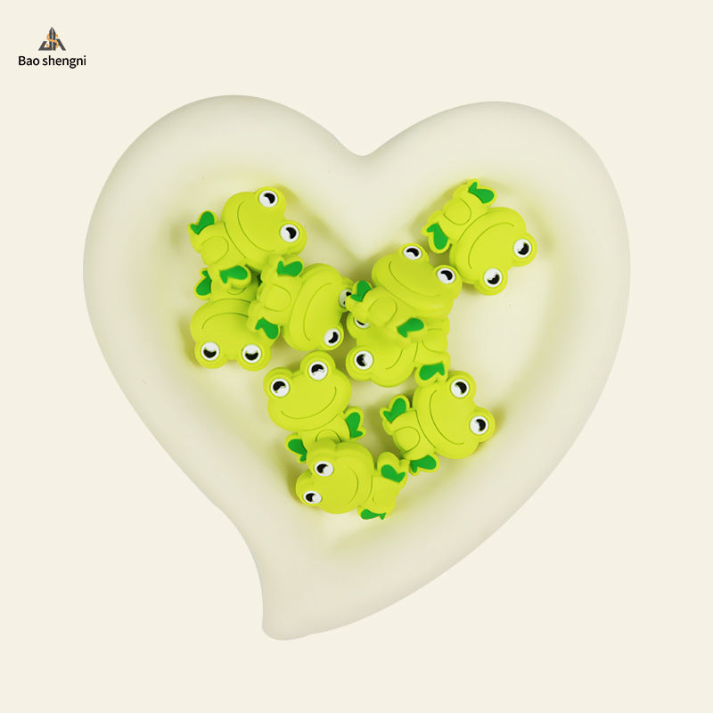 New DIY hand-beaded loose beads silica gel cartoon animal frog beads