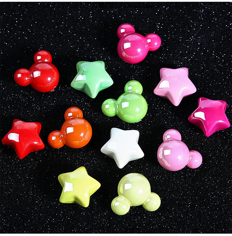 Acrylic half-hole headstring accessories plated with colorful cartoon Mickey Head loose beads