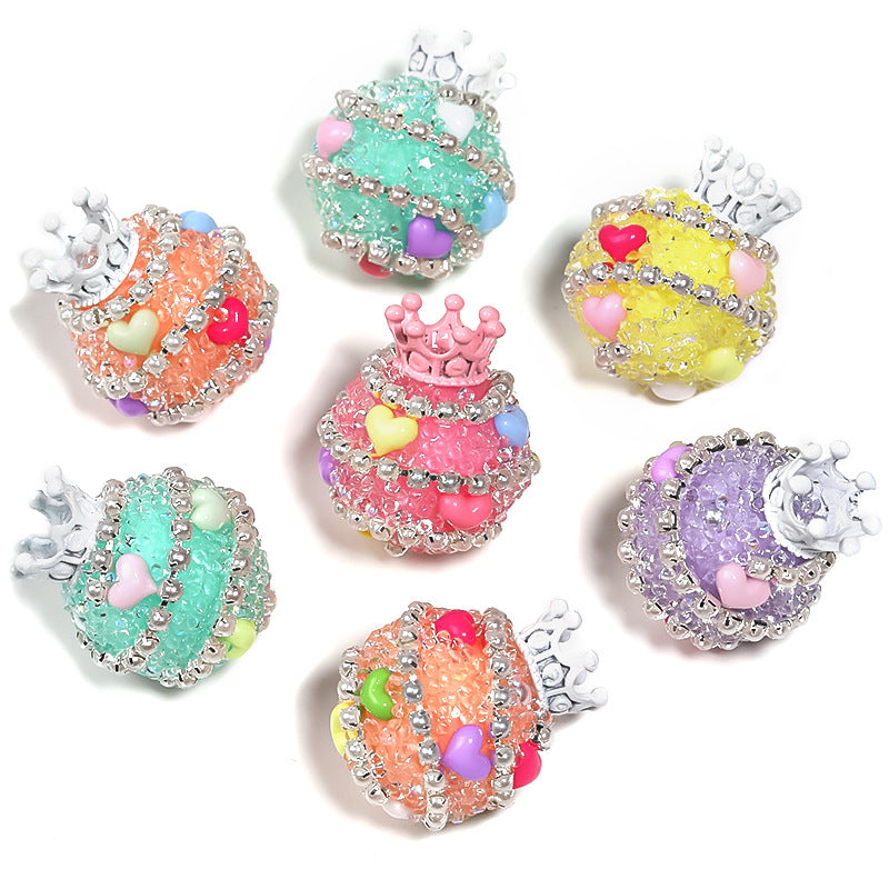 Explosive high goods crown sugar beads straight hole drill ball bead diy mobile phone chain jewelry accessories beads loose beads