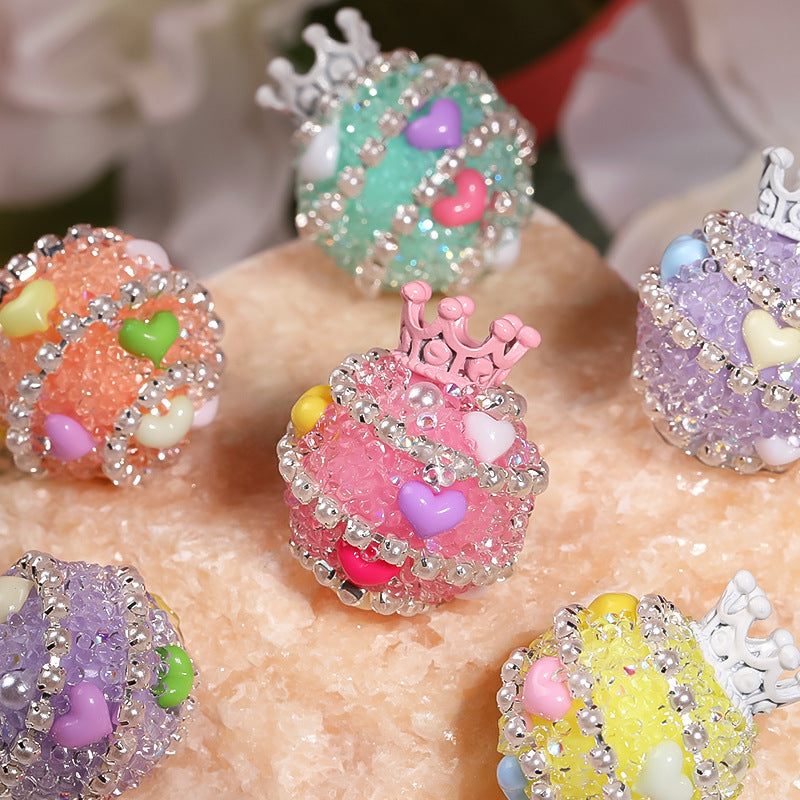 Explosive high goods crown sugar beads straight hole drill ball bead diy mobile phone chain jewelry accessories beads loose beads