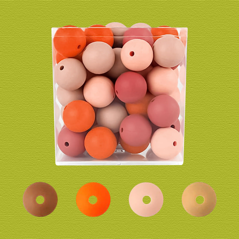 欧美爆款硅胶珠子套装40颗4色套装diy饰品串珠食品级圆形散珠批发