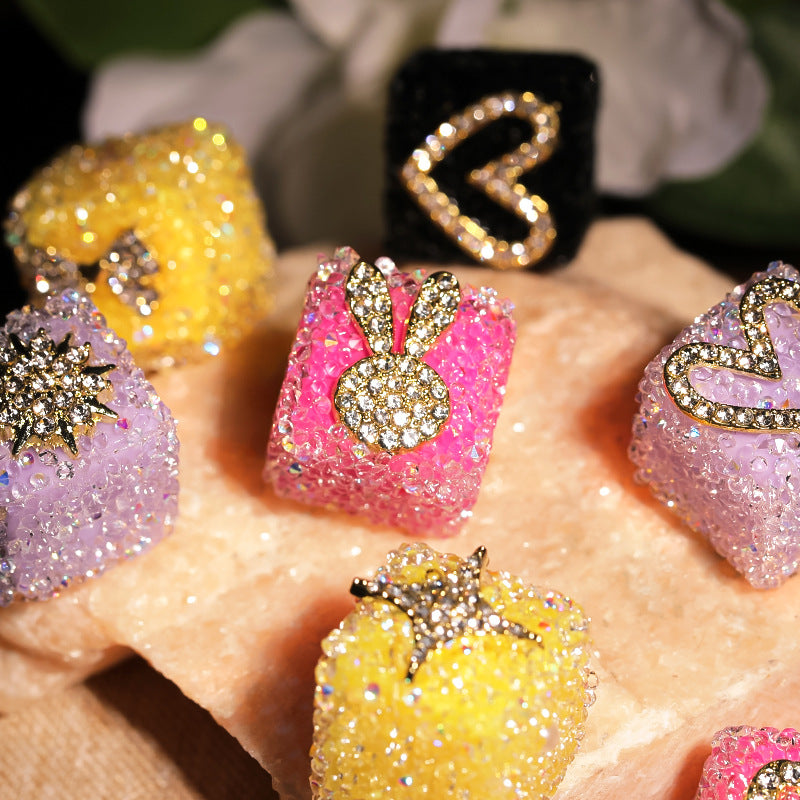 Colored soft sugar square bead Double sided love bow square bead