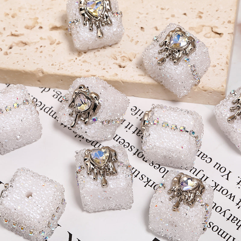 Crowe Heart punk love soft sugar bead chain diamond ball square acrylic bead diy loose bead wholesale