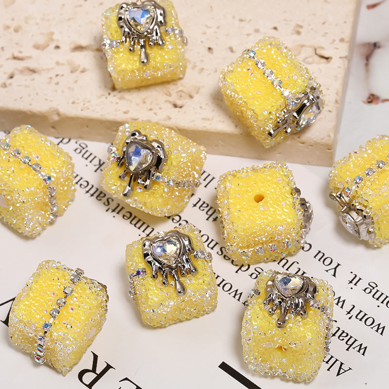 Crowe Heart punk love soft sugar bead chain diamond ball square acrylic bead diy loose bead wholesale