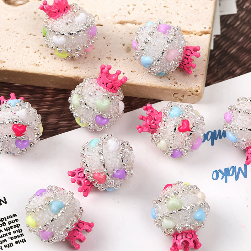Explosive high goods crown sugar beads straight hole drill ball bead diy mobile phone chain jewelry accessories beads loose beads