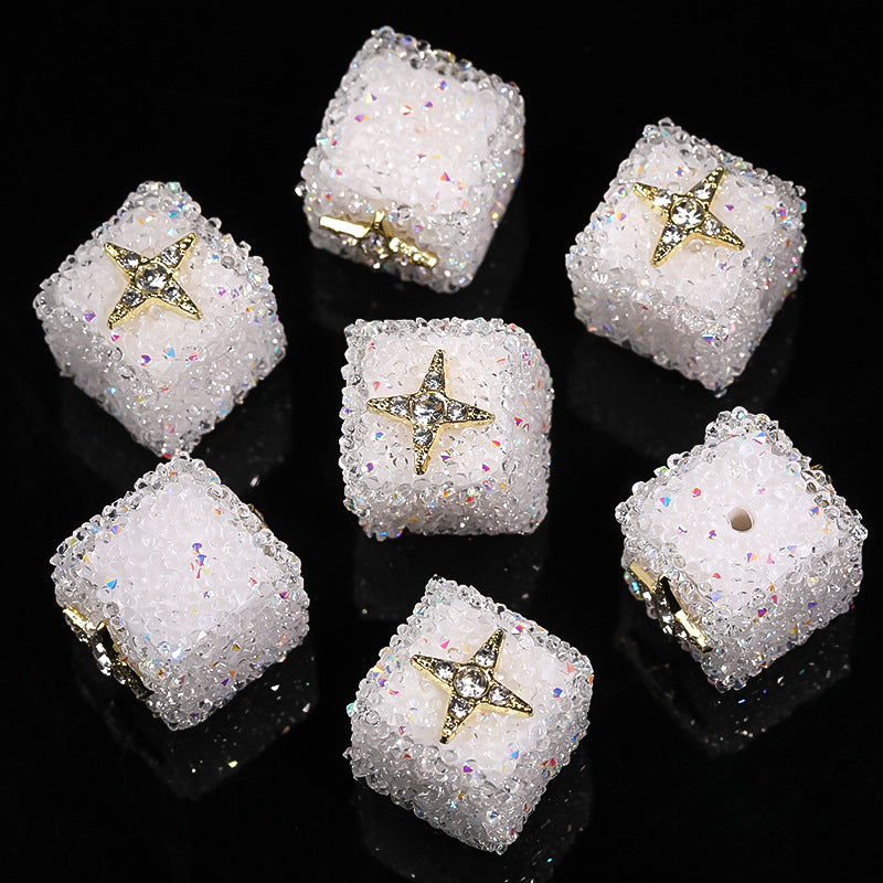 Colored soft sugar square bead Double sided love bow square bead
