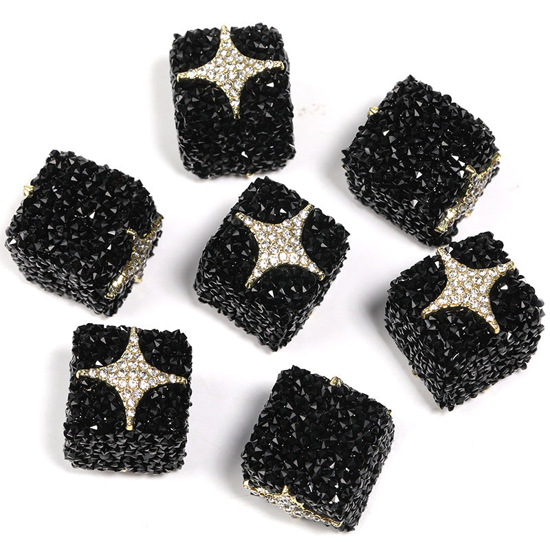 Colored soft sugar square bead Double sided love bow square bead