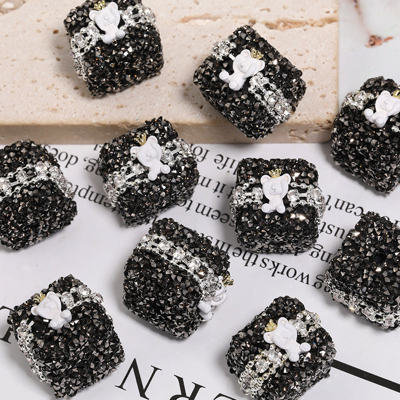 Colorful full diamond sugar beaded crown Bear diamond ball straight hole acrylic beads diy accessories