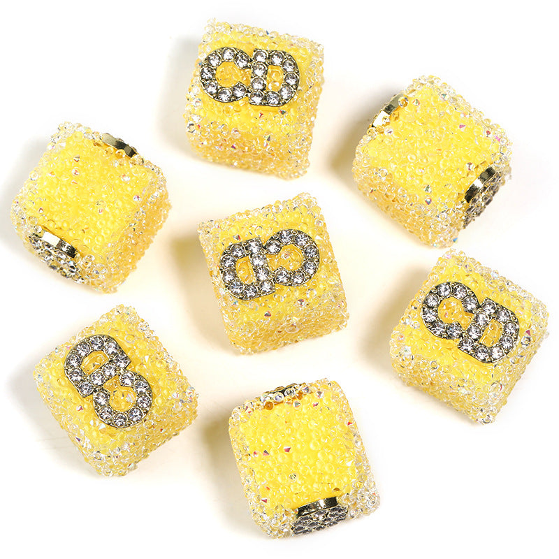 Colored soft sugar square bead Double sided love bow square bead