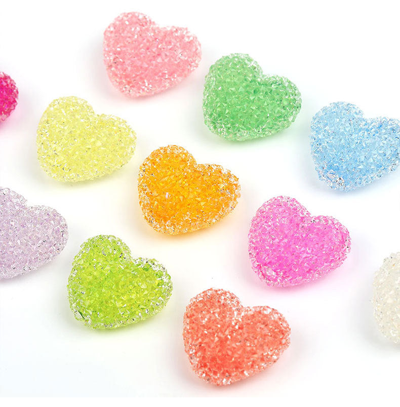 diy jewelry accessories half hole set diamond sugar resin beads candy color love earrings pendant bracelet pendant