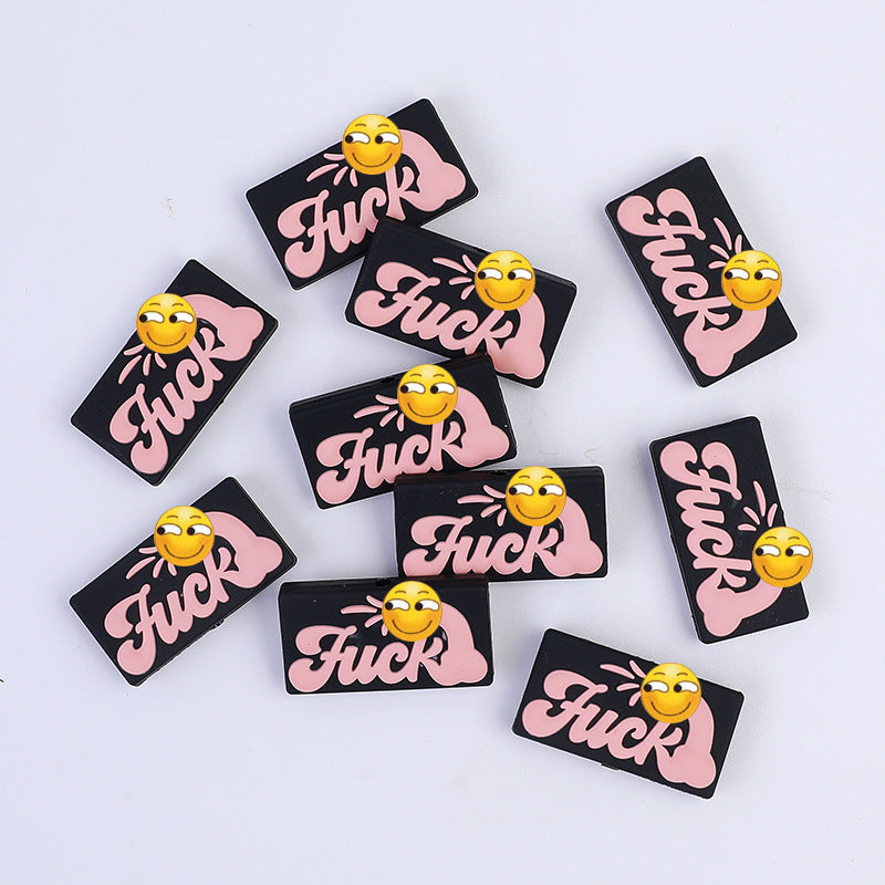 Europe and the United States creative silicone beads funny English letters loose beads silicone jewelry personality beading pen accessories wholesale