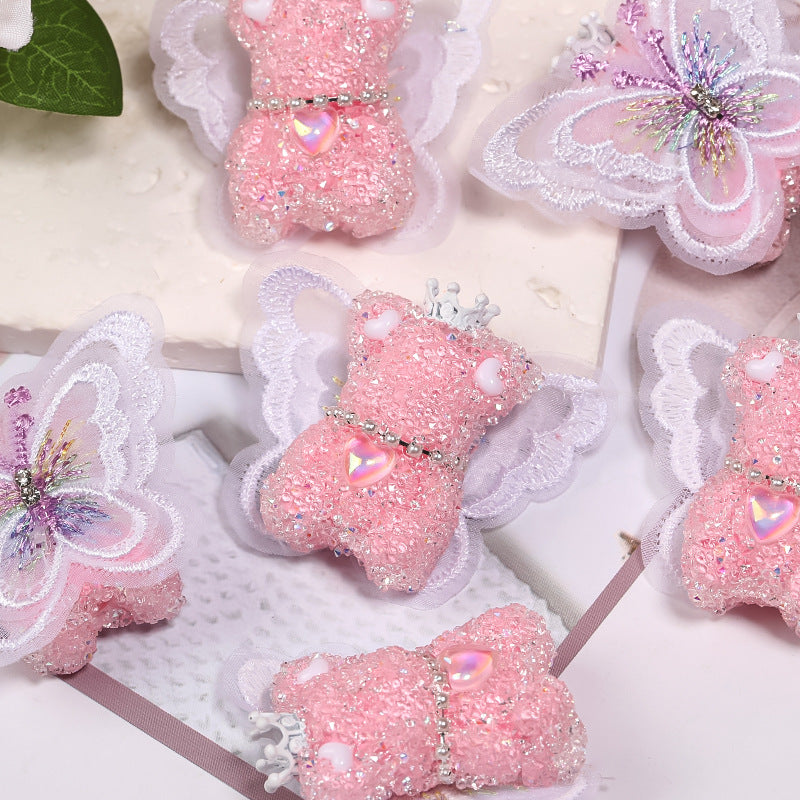 Original diy beaded accessories wings bear sugar beads full of diamond beads mobile phone chain jewelry accessories loose beads wholesale