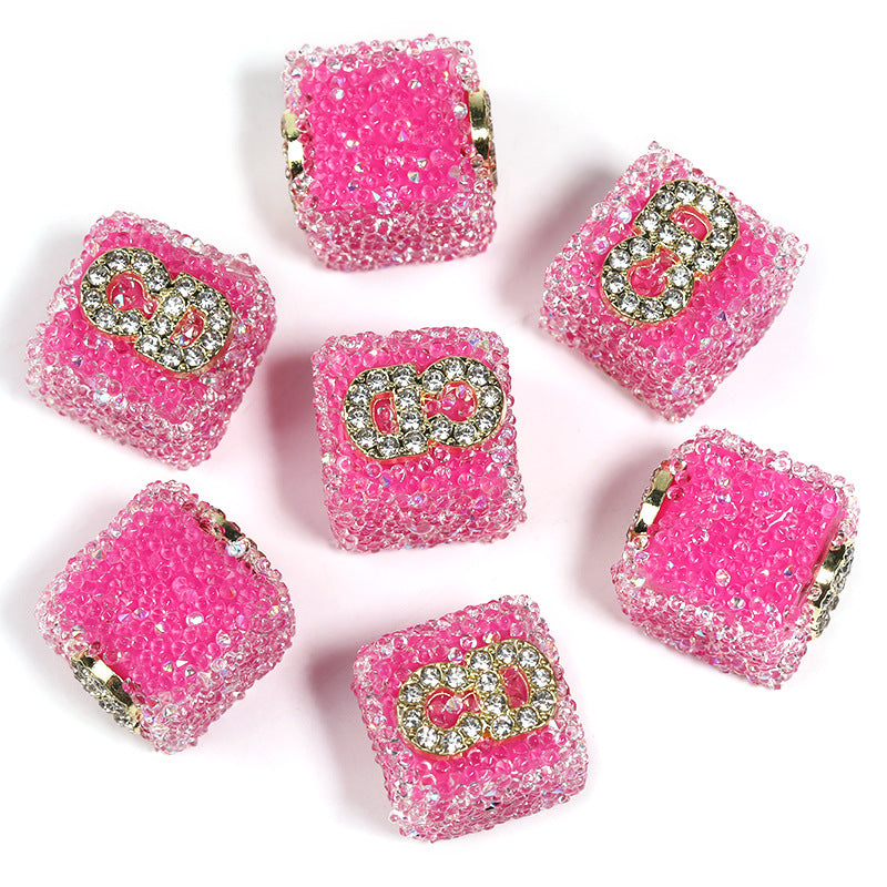 Colored soft sugar square bead Double sided love bow square bead
