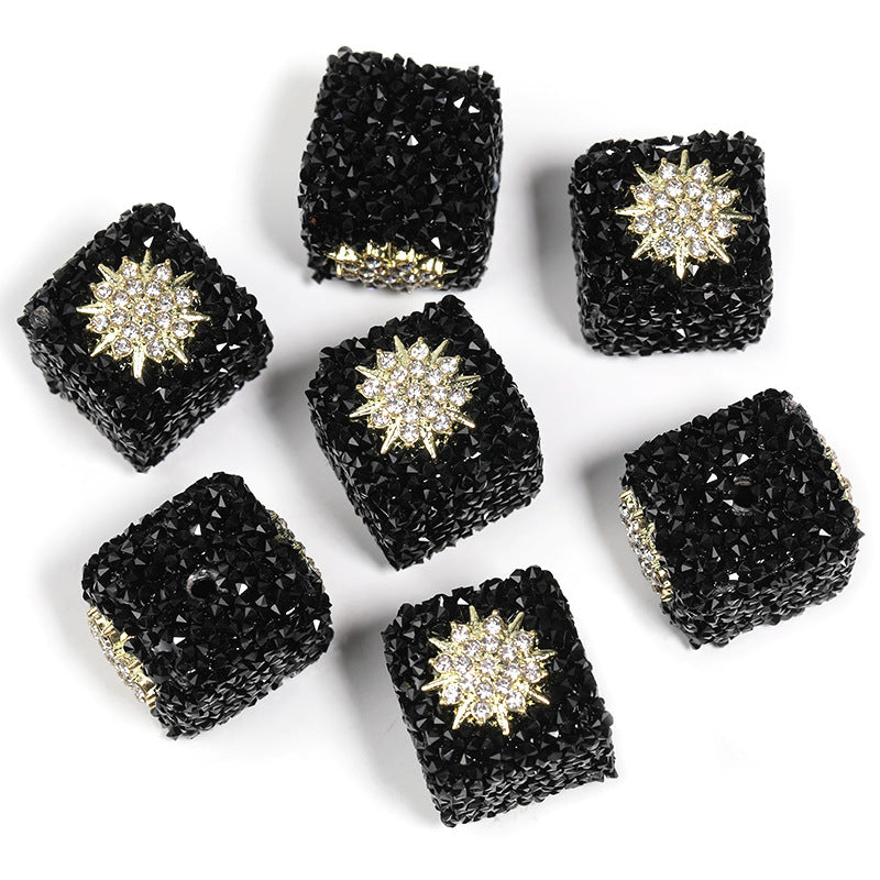 Colored soft sugar square bead Double sided love bow square bead