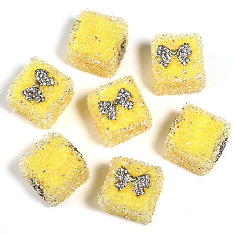 Colored soft sugar square bead Double sided love bow square bead