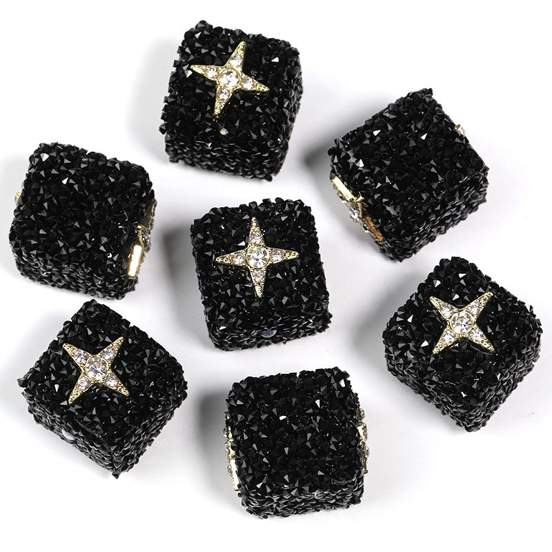 Colored soft sugar square bead Double sided love bow square bead