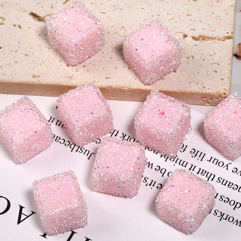 Flash diamond soft sugar bead candy color square full diamond bead diy diamond ball bead