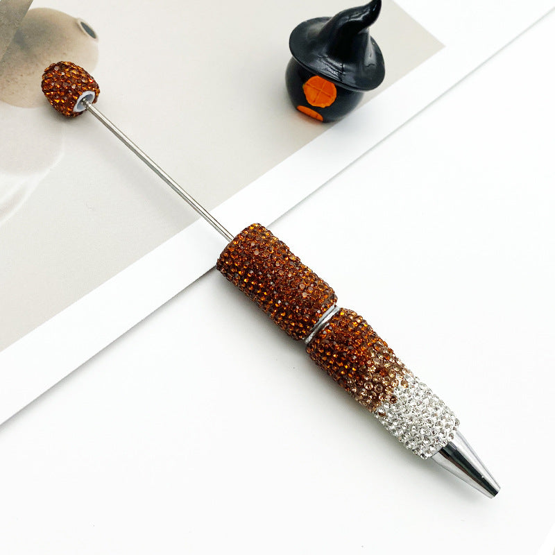 DIY rhinestone Beadable Ballpoint Pen hand paste drill multi-color gradual change drill bead ballpoint pen cap with drill gift pen