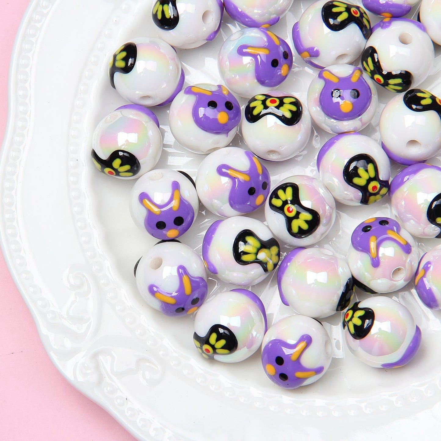 Explosive cartoon hand-painted beads diy bracelet beads Loose beads beaded diy accessories