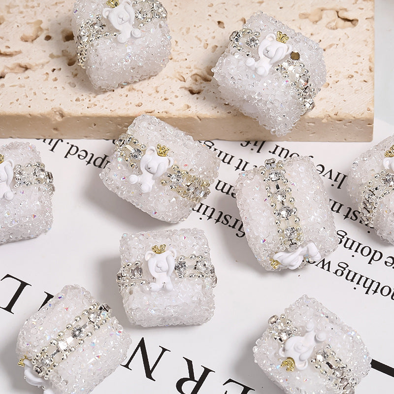 Colorful full diamond sugar beaded crown Bear diamond ball straight hole acrylic beads diy accessories