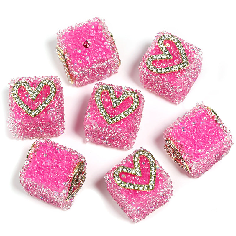 Colored soft sugar square bead Double sided love bow square bead