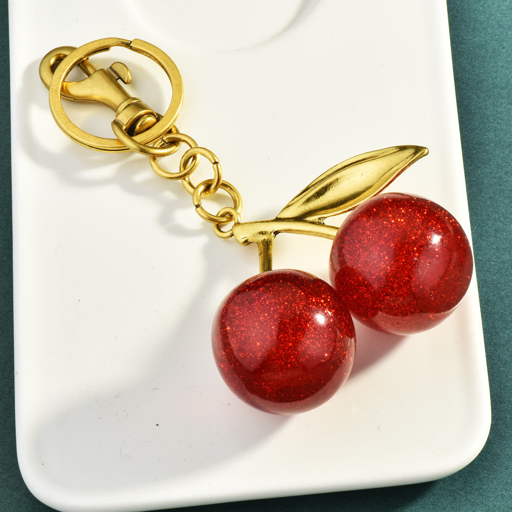 Cherry Bag Charm Purse Charms Keychain- Car Cherry Accessories keychian Gifts for Women Christmas Gifts For Women Valentine Bag Gifts For Women