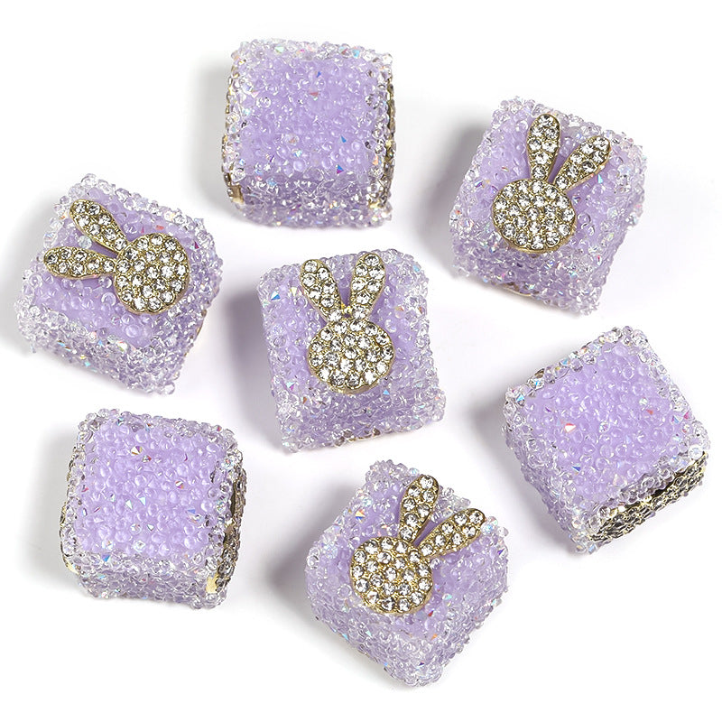 Colored soft sugar square bead Double sided love bow square bead