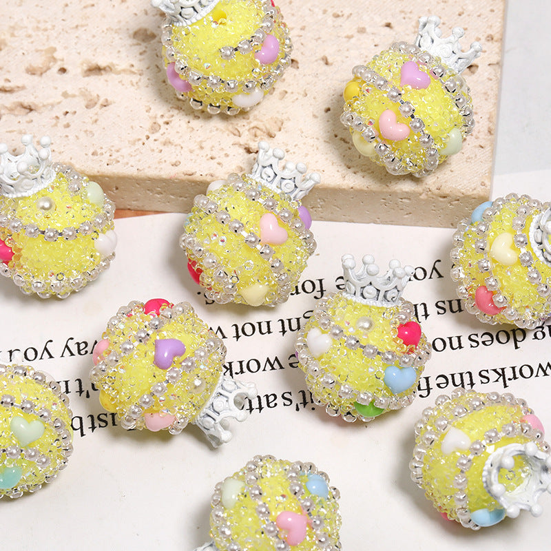 Explosive high goods crown sugar beads straight hole drill ball bead diy mobile phone chain jewelry accessories beads loose beads