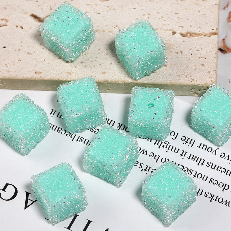 Flash diamond soft sugar bead candy color square full diamond bead diy diamond ball bead